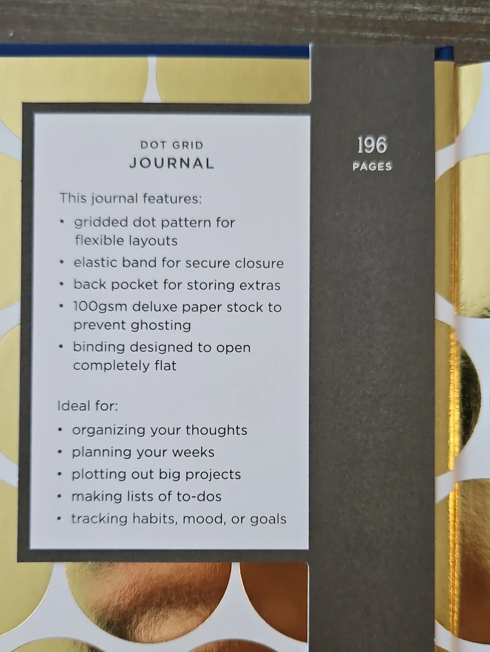 Hallmark Oscar Wilde Quote Dot Grid Journal - Blue with Teal Elastic New
